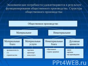 Экономические потребности удовлетворяются в результате функционирования обществе