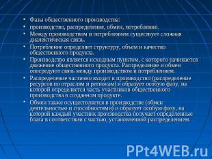 Фазы общественного производства: производство, распределение, обмен, потребление