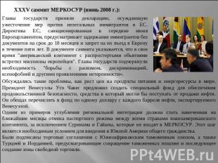 XXXV саммит МЕРКОСУР (июнь 2008 г.): Главы государств приняли декларацию, осужда
