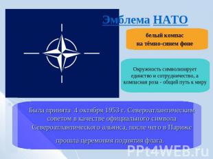 Эмблема НАТО белый компас на тёмно-синем фоне Окружность символизирует единство