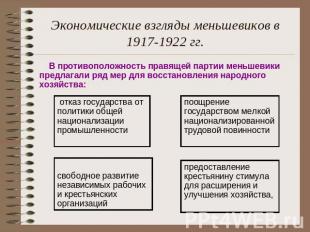 Экономические взгляды меньшевиков в 1917-1922 гг. В противоположность правящей п