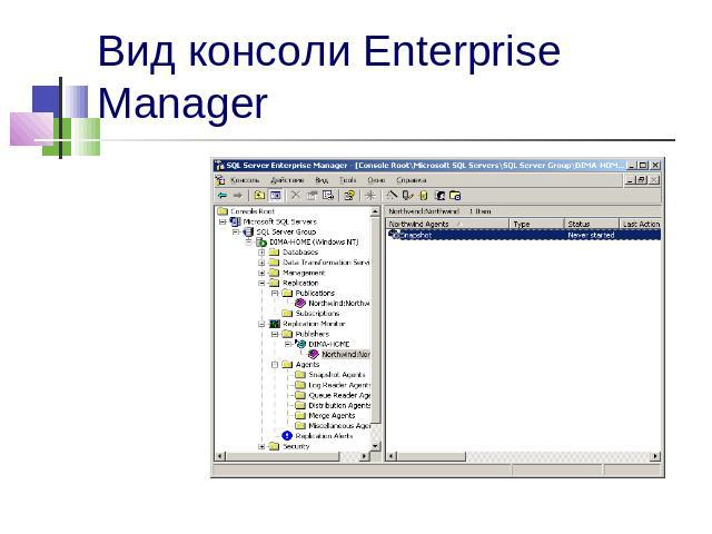 Вид консоли Enterprise Manager