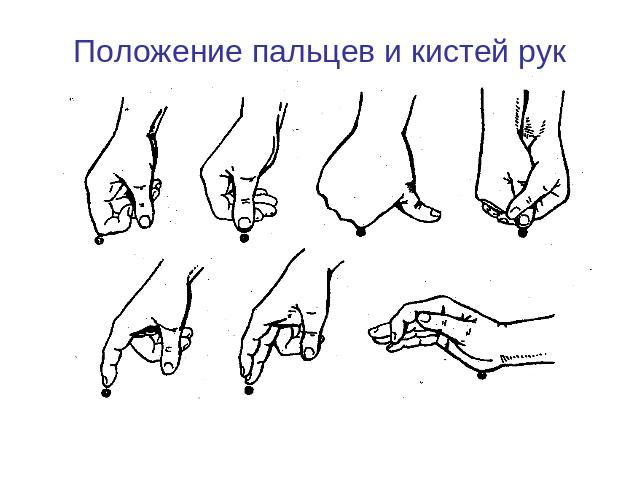 Положение пальцев и кистей рук