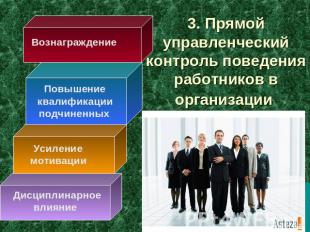 3. Прямой управленческий контроль поведения работников в организации Вознагражде