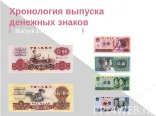 Хронология выпуска денежных знаков Выпуск 1953 года Выпуск 1970-1980