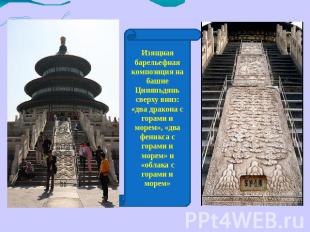 Изящная барельефная композиция на башне Циняньдянь сверху вниз: «два дракона с г