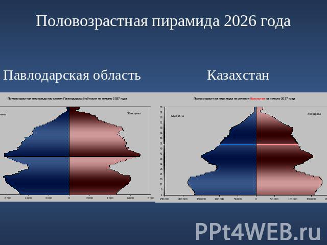 Половозрастная пирамида 2026 годаПавлодарская область Казахстан