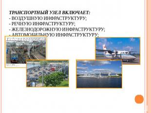 транспортный узел включает:- воздушную инфраструктуру; - речную инфраструктуру;-