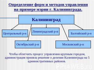 Определение форм и методов управления на примере мэрии г. Калининграда. Чтобы об