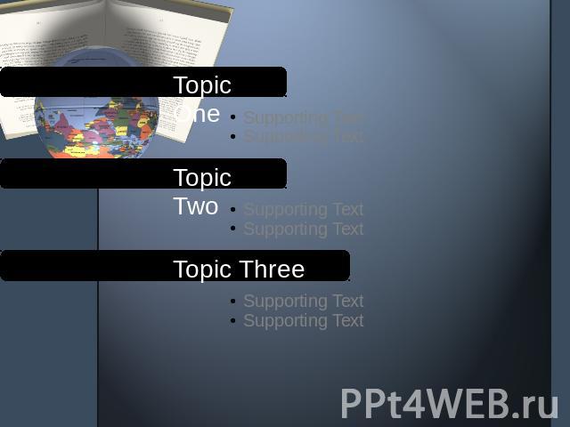 Topic OneSupporting TextSupporting TextTopic TwoSupporting TextSupporting TextTopic ThreeSupporting TextSupporting Text