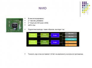 NVIO В нем интегрированы:2 * 400 МГц RAMDAC 2 * Dual Link DVI (или LVDS) HDTV-Ou