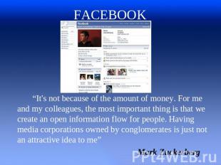 FACEBOOK “It's not because of the amount of money. For me and my colleagues, the