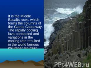 It is the Middle Basalts rocks which forms the columns of the Giants Causeway. T