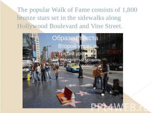 The popular Walk of Fame consists of 1,800 bronze stars set in the sidewalks alo