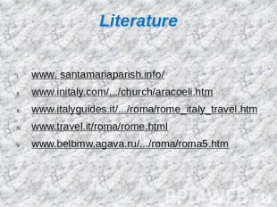 Literature www. santamariaparish.info/www.initaly.com/.../church/aracoeli.htmwww