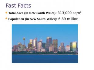 Fast Facts Total Area (in New South Wales): 313,000 sqm²Population (in New South