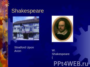 Shakespeare Stratford Upon Avon W. Shakespeare (
