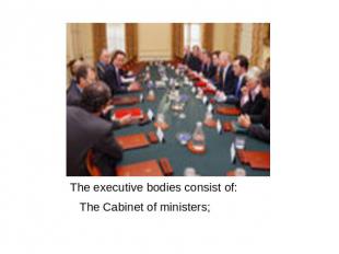 The executive bodies consist of: The Cabinet of ministers;
