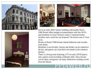 Set in an early 20th Century building with marble floors, 1900 Hostel offers bud