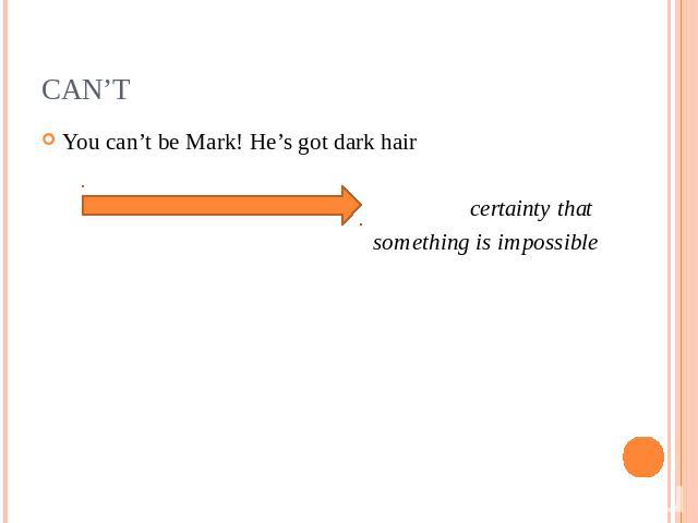 CAN’T You can’t be Mark! He’s got dark haircertainty that something is impossible