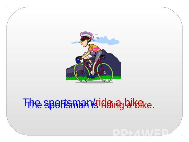 The sportsman is riding a bike.