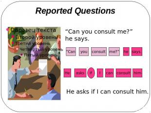 Reported Questions “Can you consult me?” he says. He asks if I can consult him.