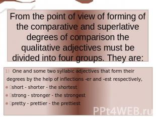 From the point of view of forming of the comparative and superlative degrees of