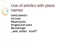 Use of articles with place names