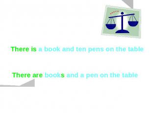 Compare:There is a book and ten pens on the table There are books and a pen on t
