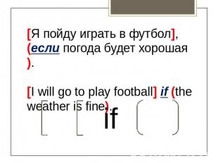 [Я пойду играть в футбол], (если погода будет хорошая).[I will go to play footba