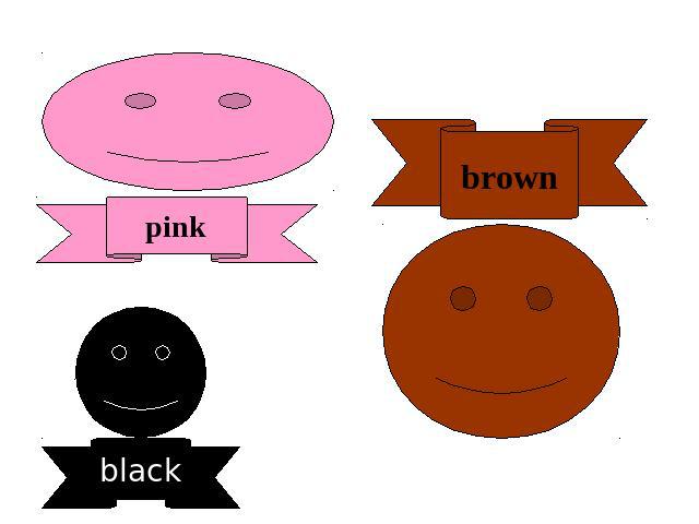 pink brown black