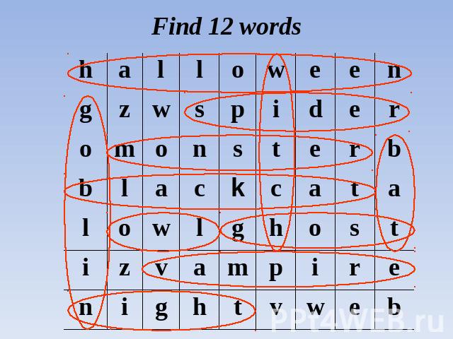 Find 12 words