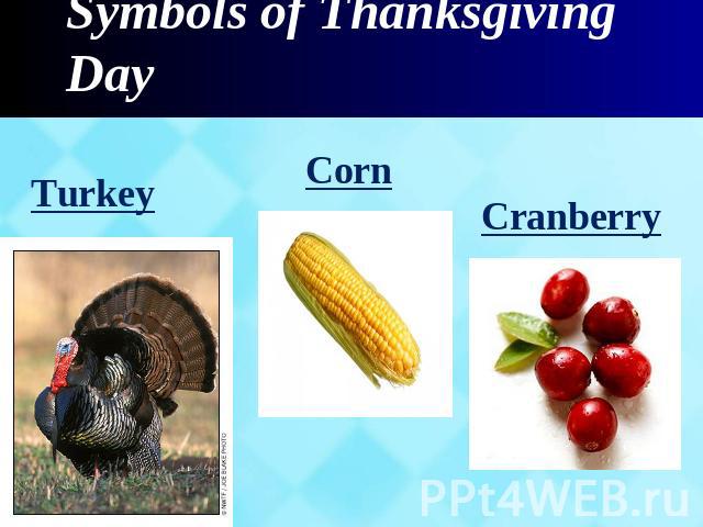 Symbols of Thanksgiving Day Turkey Corn Cranberry