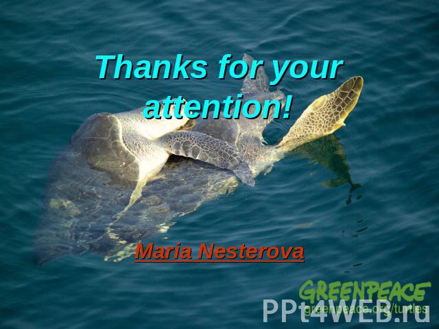 Thanks for your attention! Maria Nesterova