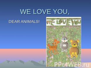 WE LOVE YOU, DEAR ANIMALS!