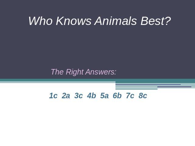 Who Knows Animals Best?1c 2a 3c 4b 5a 6b 7c 8c