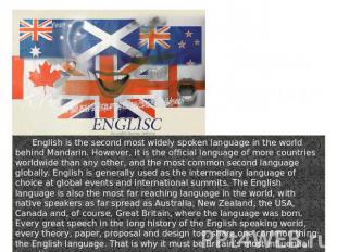 1. English language English is the second most widely spoken language in the wor