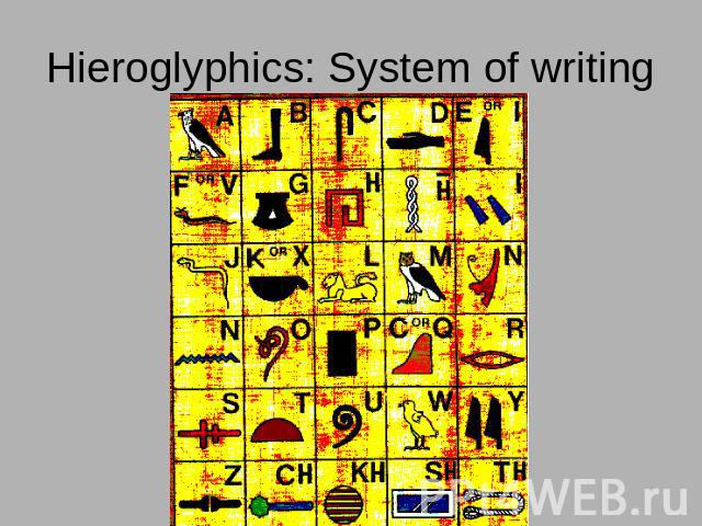 Hieroglyphics: System of writing
