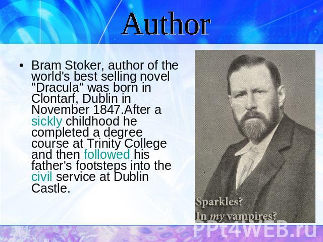 Author Bram Stoker, author of the world's best selling novel 