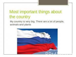Most important things about the countryMy country is very big. There are a lot o