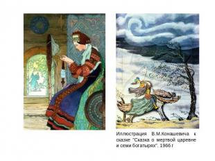 Иллюстрация В.М.Конашевича к сказке "Сказка о мертвой царевне и семи богатырях".