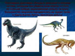 Плотоядные динозавры обладали длинными и острыми когтями, которыми они убивали с