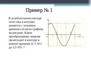 Пример № 1 В колебательном контуре сила тока в катушке меняется с течением време