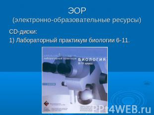 ЭОР (электронно-образовательные ресурсы) СD-диски: 1) Лабораторный практикум био