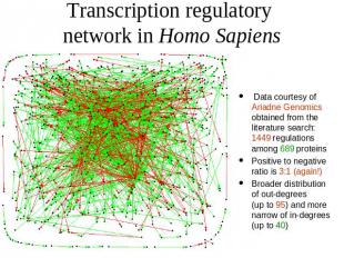 Transcription regulatory network in Homo Sapiens Data courtesy of Ariadne Genomi
