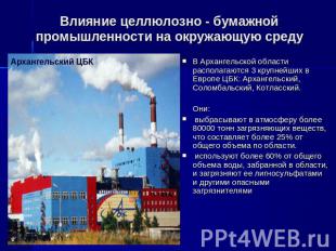 Влияние целлюлозно - бумажной промышленности на окружающую среду В Архангельской