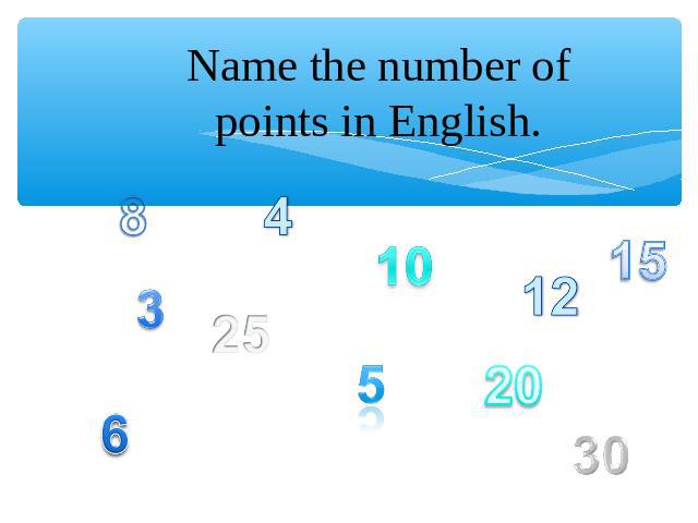 Name the number of points in English.