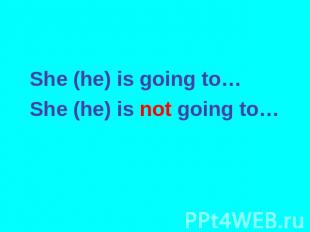 She (he) is going to… She (he) is not going to…