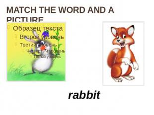 MATCH THE WORD AND A PICTURE rabbit