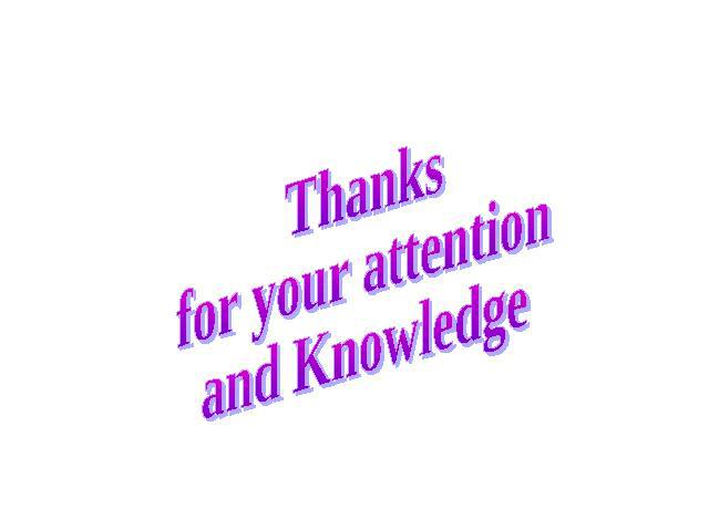 Thanks for your attention and Knowledge